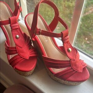 Cute Coral Wedge Sandals